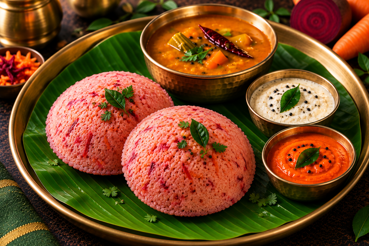 Beetroot Carrot Idli (2 pcs)