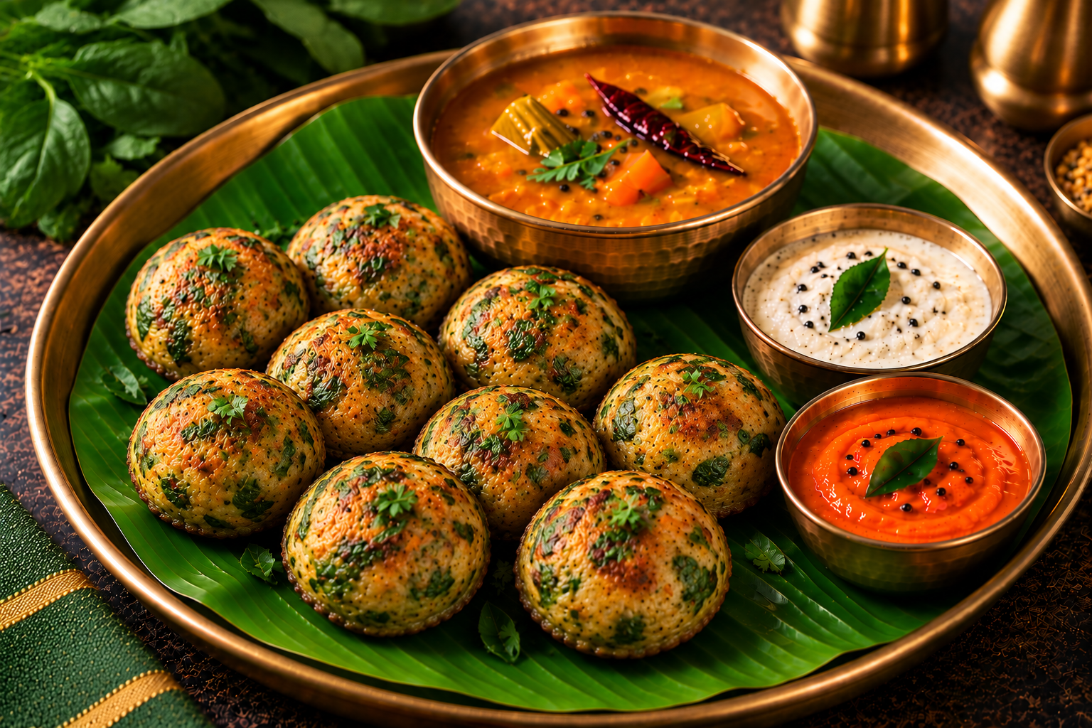 Spinach Paniyaram (8 pcs)